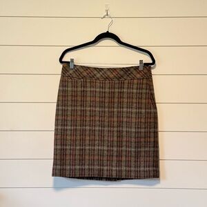 L.L. Bean Multicolor Wool Blend Preppy Classic Perfect Plaid Mini Pencil Skirt